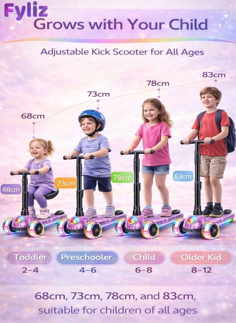 Fyliz Kick Scooter 3-in-1 Folding Flash Wheel 2-12 Year Old Male and Female Baby Can Ride Children's Sliding Wheel - Image 3